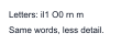 The same two lines rasterized at 120 by 40 pixels and enlarged: Letters: il1 O0 rn m. Same words, less detail.